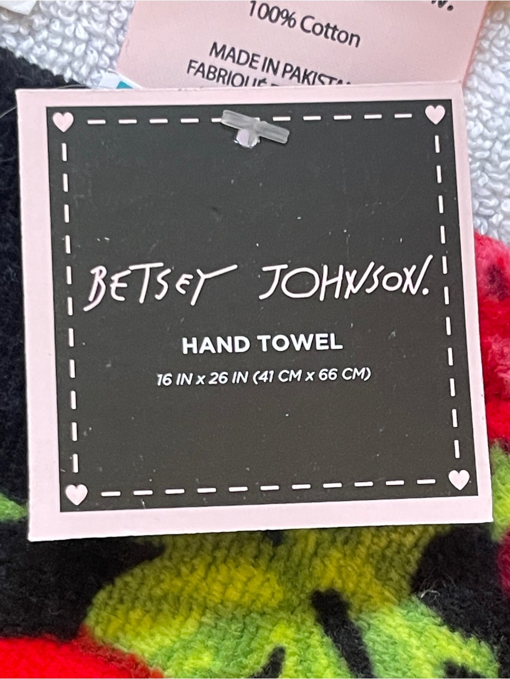Set of 2 Skull &Roses Hand Towels by Betsey Johnson. - Picture 2 of 5